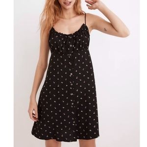 Madewell Tie Back Button Front Geodot Floral Mini Dress Size 4